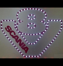 Светящийся логотип SCANIA V8,светящийся логотип для грузовика SCANIA V8,светящаяся эмблема SCANIA V8,табличка SCANIA V8,картина SCANIA V8,логотип на стекло SCANIA V8,светящаяся картина SCANIA,светодиодный логотип SCANIA,Truck Led Logo SCANIA,12v,24v