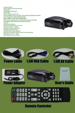 Видеопроектор,мини видеопроектор,автомобильный видеопроектор,мини проектор hd,переносной проектор,проектор 12v,проектор для автомобиля,FULL HD LED Projector Mini