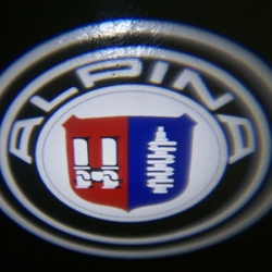 Подсветка логотипа в двери ALPINA,подсветка дверей с логотипом ALPINA,Штатная подсветка ALPINA,подсветка дверей с логотипом авто ALPINA,светодиодная подсветка логотипа ALPINA