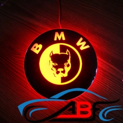 Светящийся логотип BMW Pitbull,светящаяся эмблема  BMW Pitbull,светящийся логотип на авто BMW Pitbull,светящийся логотип на автомобиль  BMW Pitbull,подсветка логотипа BMW Pitbull