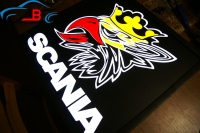 Светящийся логотип SCANIA,светящийся логотип для грузовика SCANIA,светящаяся эмблема SCANIA,табличка SCANIA,картина SCANIA,логотип на стекло SCANIA