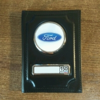 Обложка на автодокументов Ford (Форд) Кожаная обложка для автодокументов с гос номером и логотипом Ford (Форд)