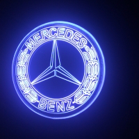 Светящийся зеркальный логотип Мерседес (Mercedes-Benz)