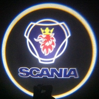 Подсветка логотипа в двери Scania,подсветка дверей с логотипом Scania,подсветка дверей с логотипом авто Scania,светодиодная подсветка логотипа Scania в двери,Лазерные проекторы Scania в двери,Лазерная подсветка Scania